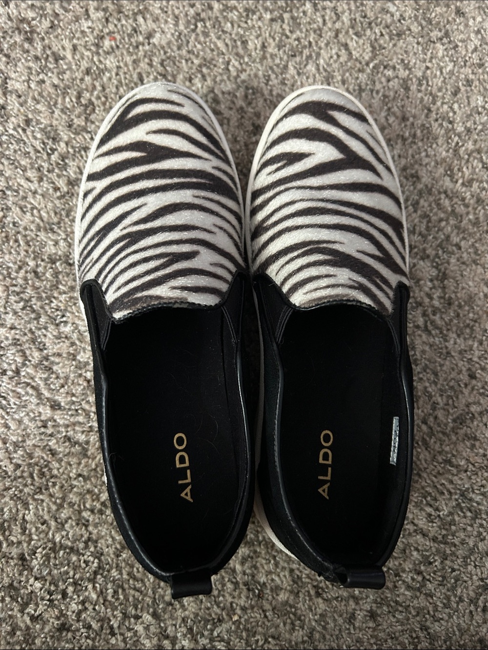 Aldo Black & White Zebra Slip-On Sneakers. Size 7.